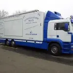 Printed and cut vinyl applied to a large serving truck