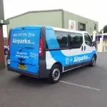 Rear door wrap with one-way glass graphic