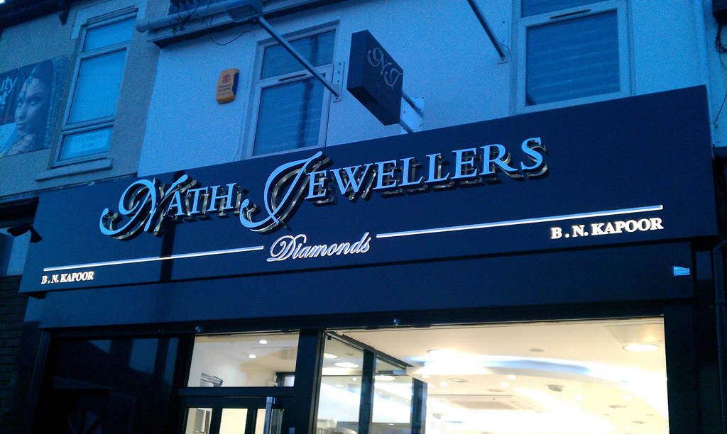 Stainless steel built up letters, with LED illumination