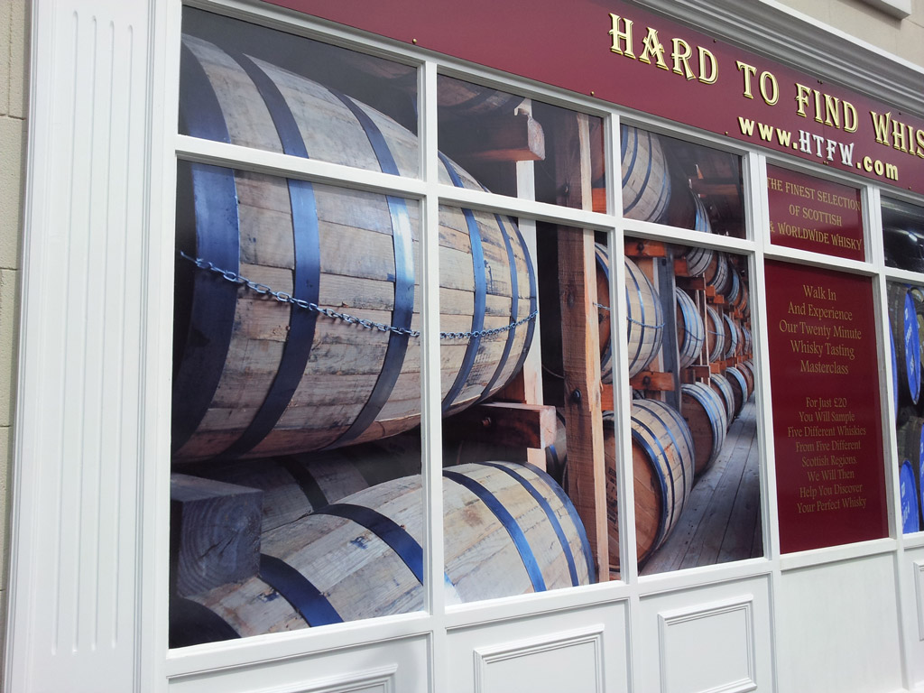 Full colour window graphic printed on external grade vinyl with UV overlaminate